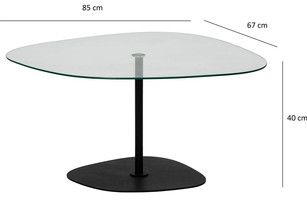 Mesa de Centro Soho – Transparente e Preto – 85x40x67 cm