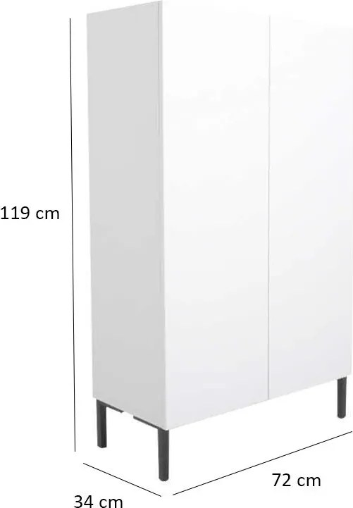 Aparador "Alba" - Branco - 72x119x34cm - Design Moderno