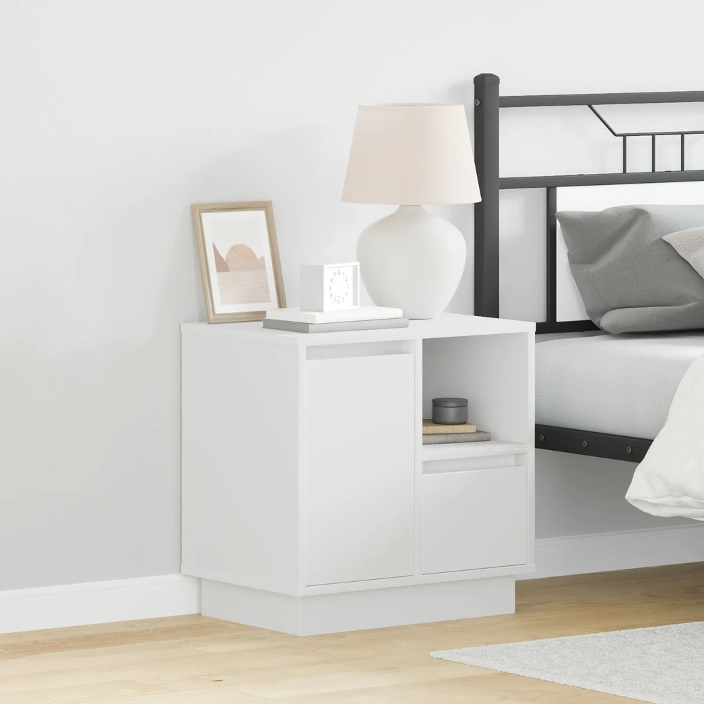 vidaXL Mesas de cabeceira com LED 2 pcs Branco 50x34,5x50 cm