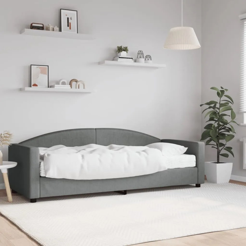 3197166 vidaXL Sofá-cama com colchão 80x200 cm tecido cinzento-escuro