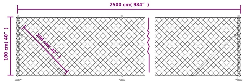 Cerca de arame com flange 1x25 m antracite