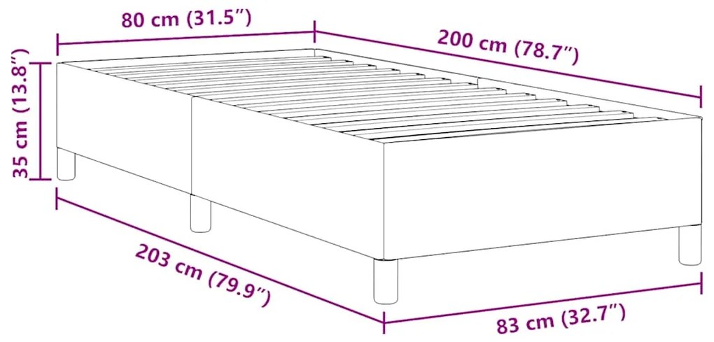 Estrado de Cama Cinza Escuro 80x200 cm Tecido Veludo