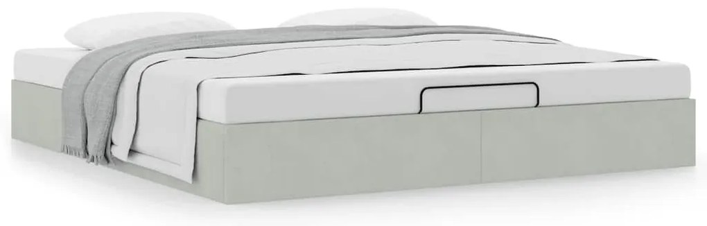 Estrutura de cama otomana sem colchão 200x200 cm cinzento claro