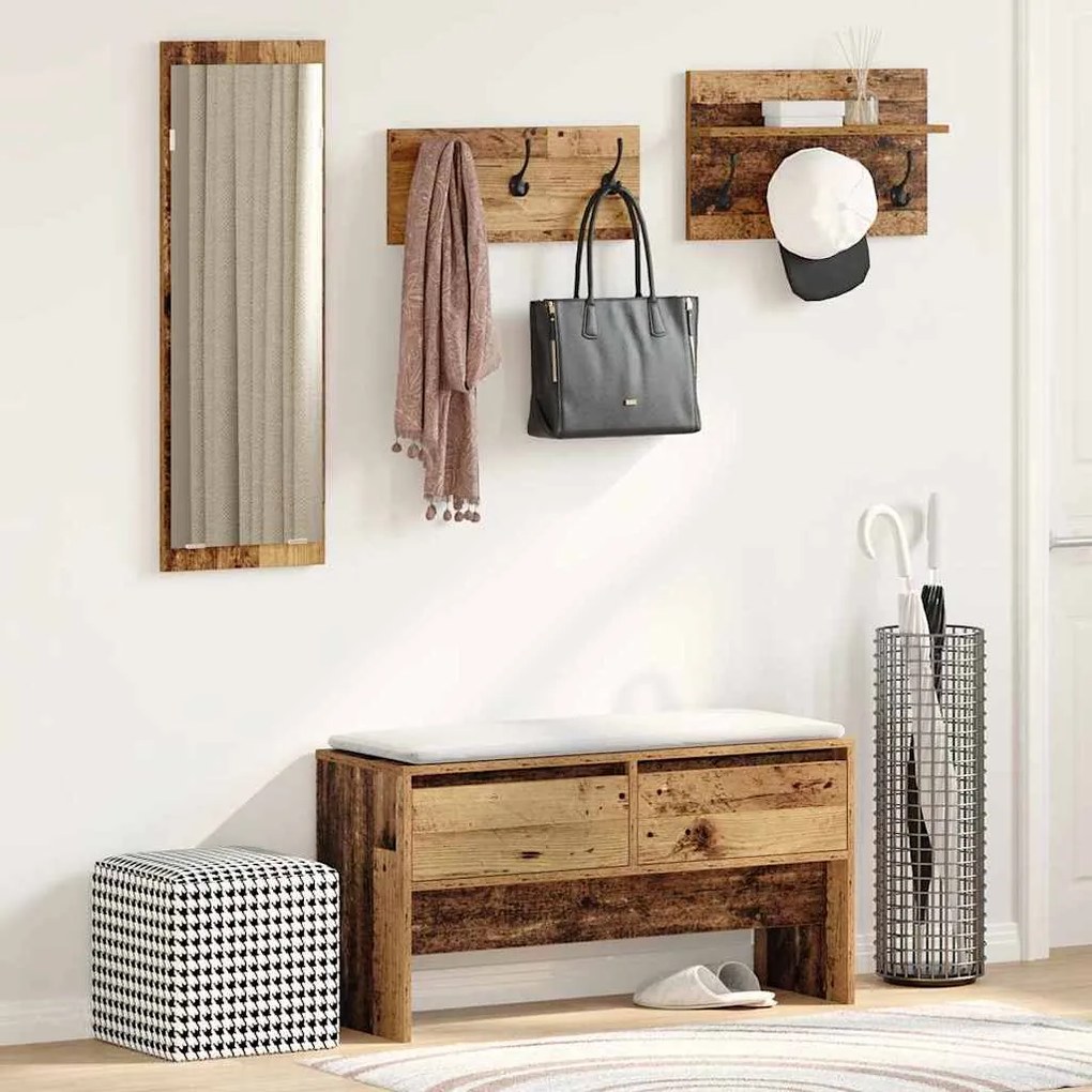 vidaXL Conjunto de móveis de corredor com gaveta 4 pcs Madeira antiga