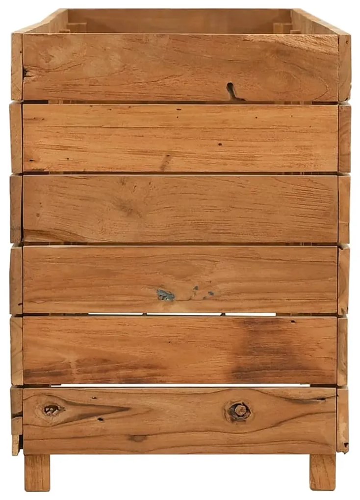 Vaso/floreira 150x40x55 cm madeira de teca reciclada e aço