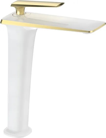 Mexen Purus torneira alta para lavatório, branco/dourado - 745810-25