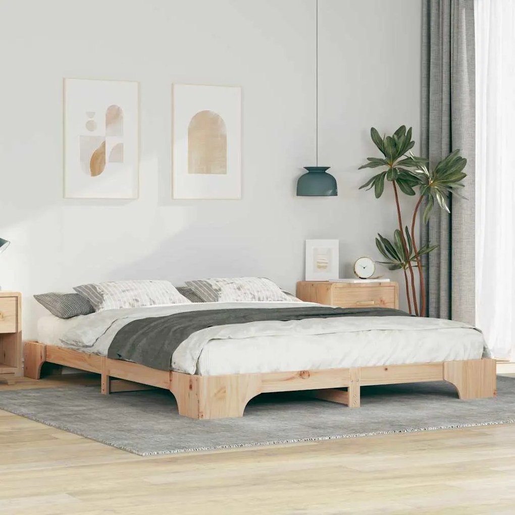 Estrutura de cama de chão Castanho 160 x 220 cm