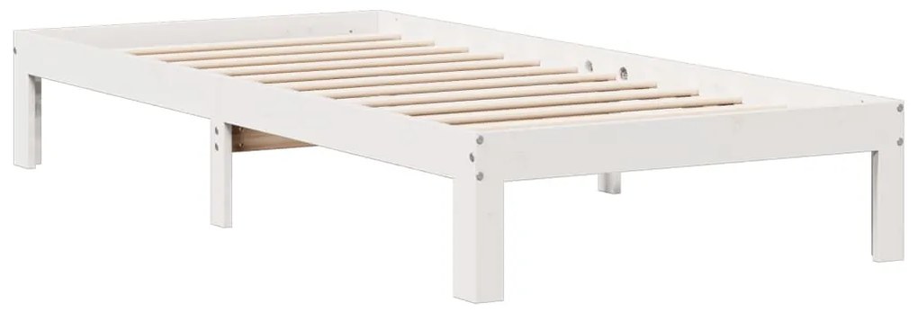 Cama com estante sem colchão 90x190 cm pinho maciço branco