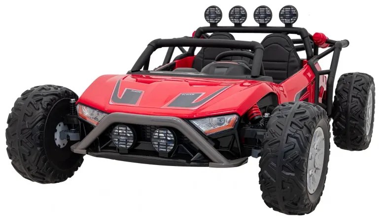 Carro elétrico para Crianças 2 Lugares Buggy Racing 5 24V Rodas Espuma EVA, assento couro ecológico Vermelho