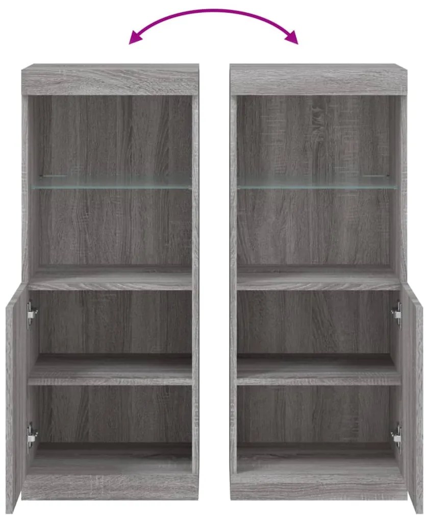 Aparador com luzes LED 41x37x100 cm cinzento sonoma