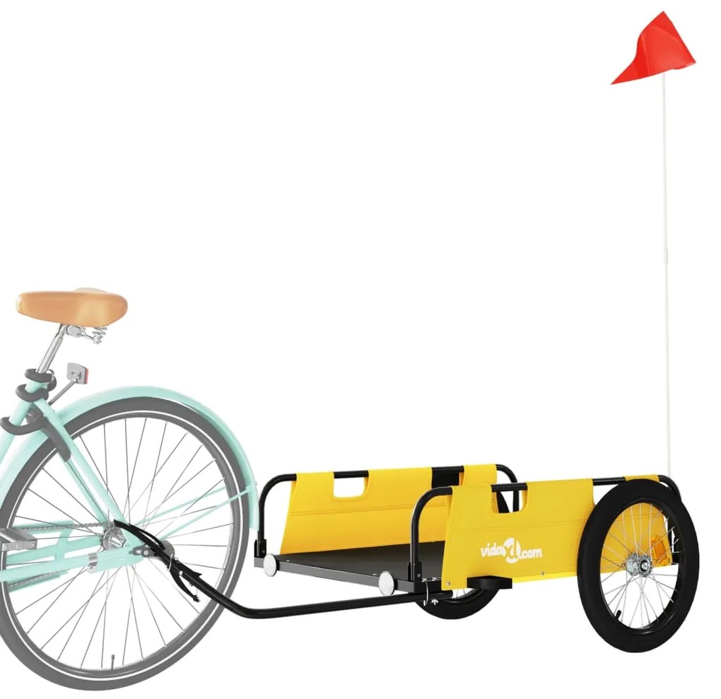 Reboque de bicicleta tecido oxford/ferro amarelo