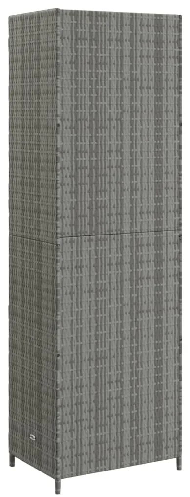 Armário de arrumação p/ jardim 59x40x180 cm vime PE cinza