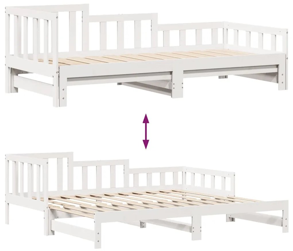 Sofá-cama com gavetão e gavetas sem colchão 80x200 cm branco