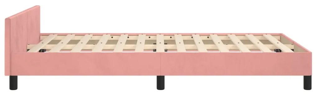 Estrutura de cama com colchão 120x190 cm veludo rosa