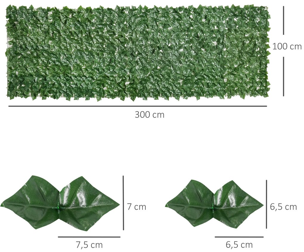 Vedação Artificial em Rolo 3m com Folhas de Batata Doce - PE Verde - 3