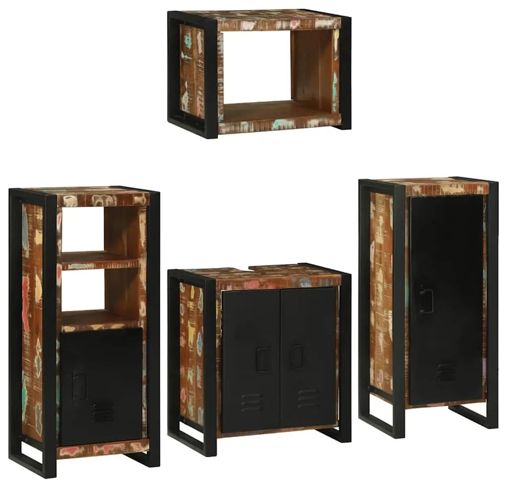 vidaXL Conjunto de Móveis para Banheiro com prateleira com porta 4 pcs