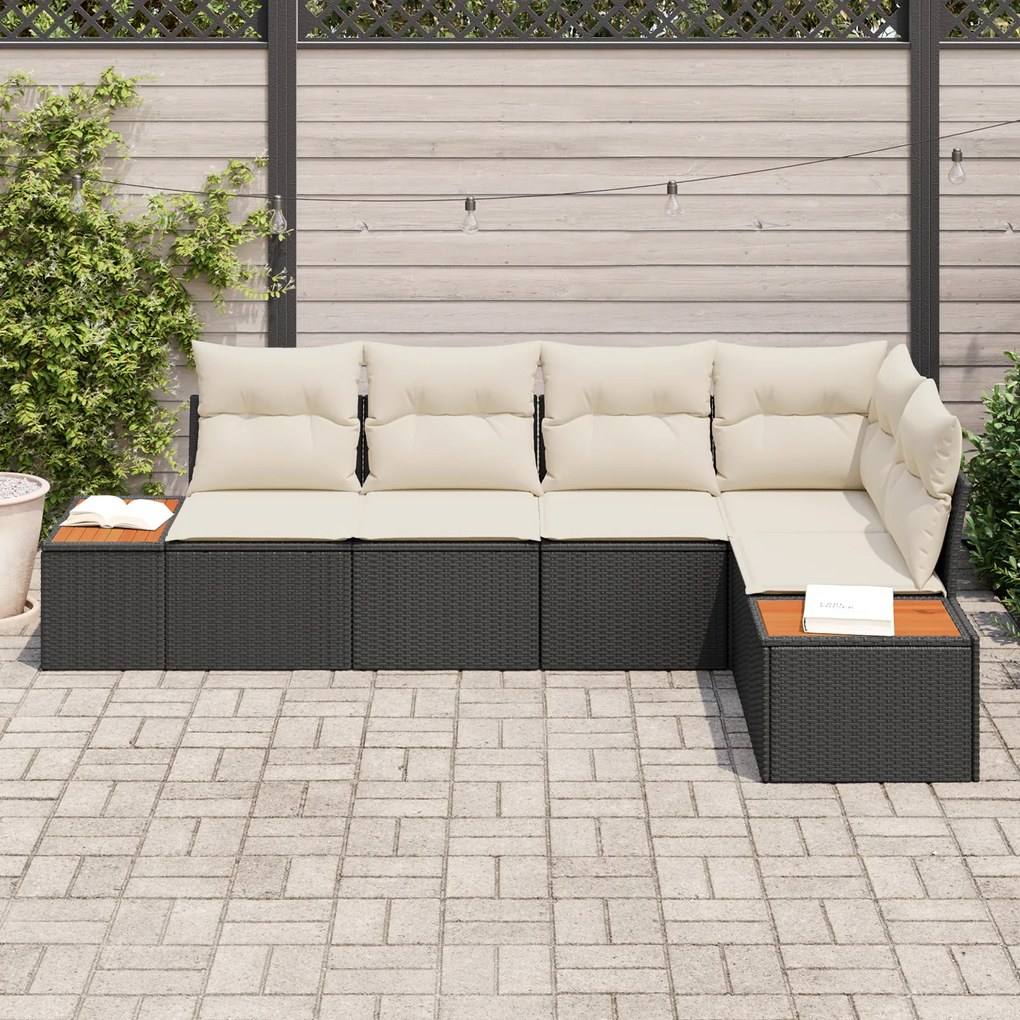 Conjunto de Sofás de Jardim de 5 Peças com Almofadas - Rattan Poliméri