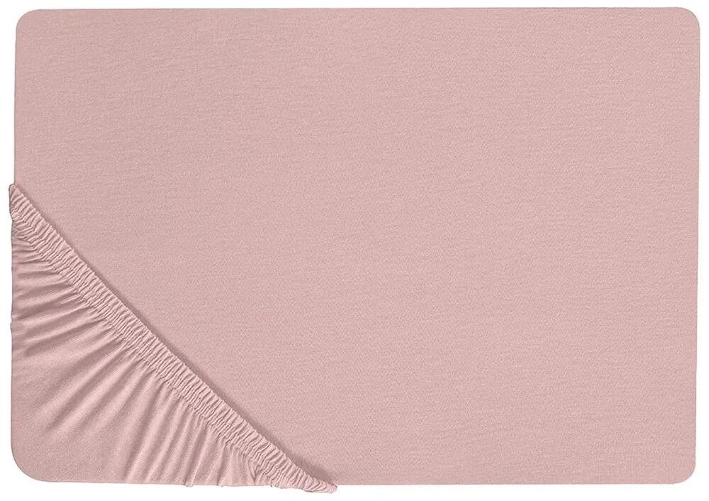Lençol-capa em algodão rosa claro 140 x 200 cm HOFUF Beliani