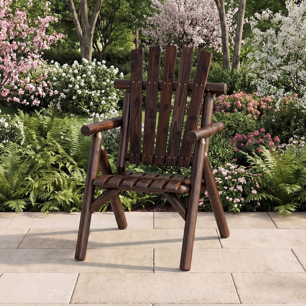 Cadeira de Jardim Individual, 80 x 66 x 107 cm, Encosto Alto, Castanho
