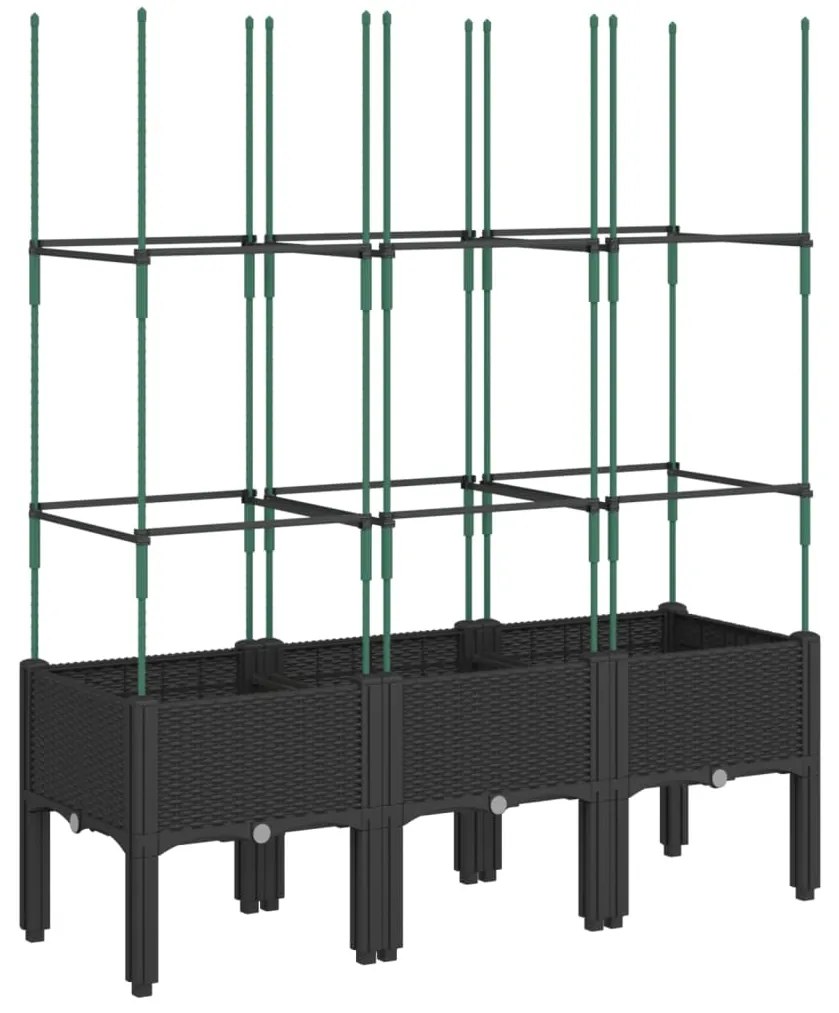 Vaso/floreira de jardim c/ treliça 120x40x142,5 cm PP preto