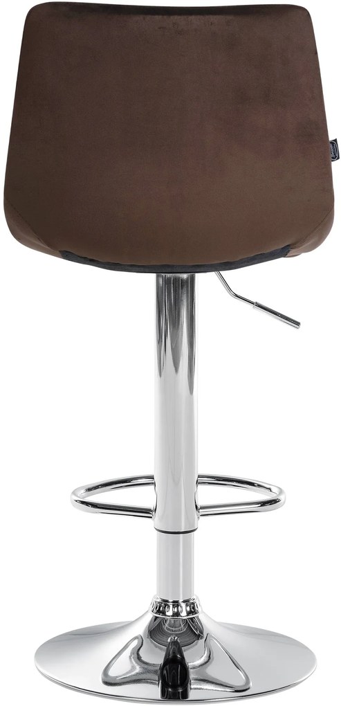 Banco de bar Jerry em veludo com estrutura cromada 87-108,5 x 43 x 46,5 cm Castanho