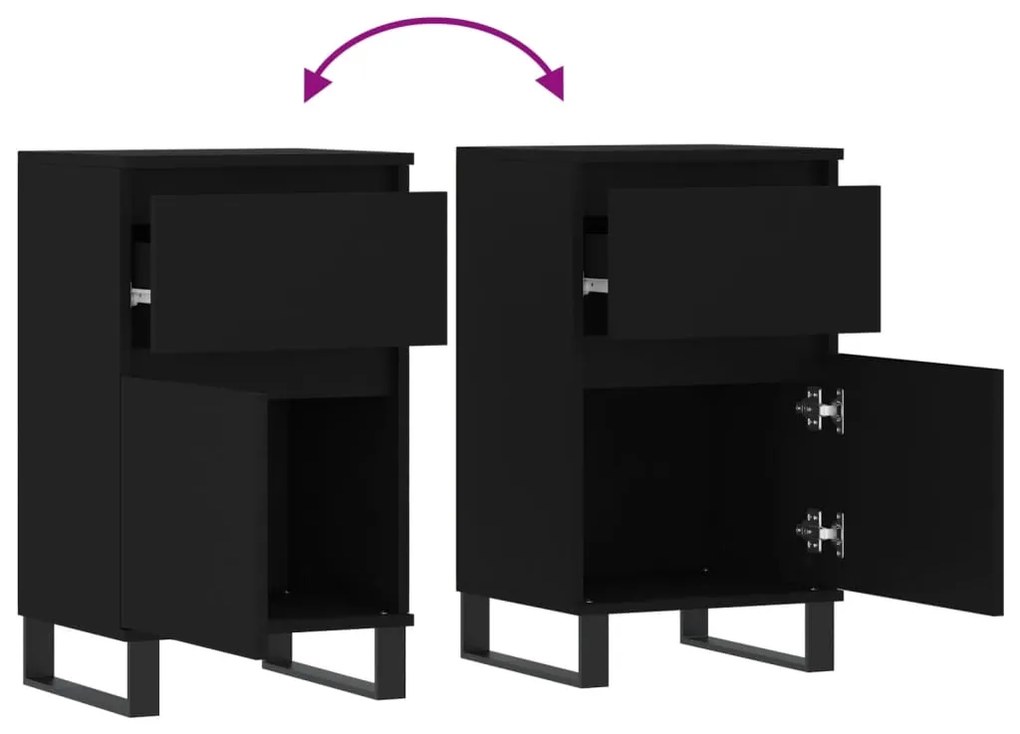 Aparadores 2 pcs 40x35x70 cm derivados de madeira preto