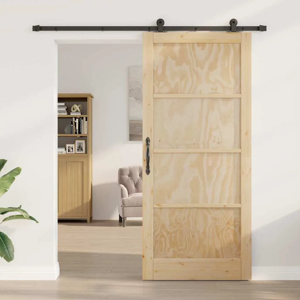 Porta de Correr vidaXL com Conjunto de Ferragens 93x211 cm Madeira Mac