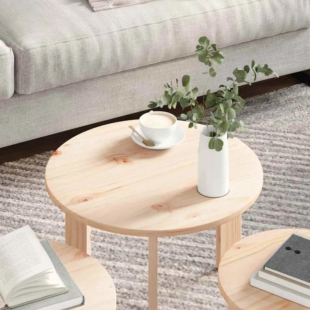 Mesa de centro 3 pcs Natural 47,5 x 47,5 x 27 cm