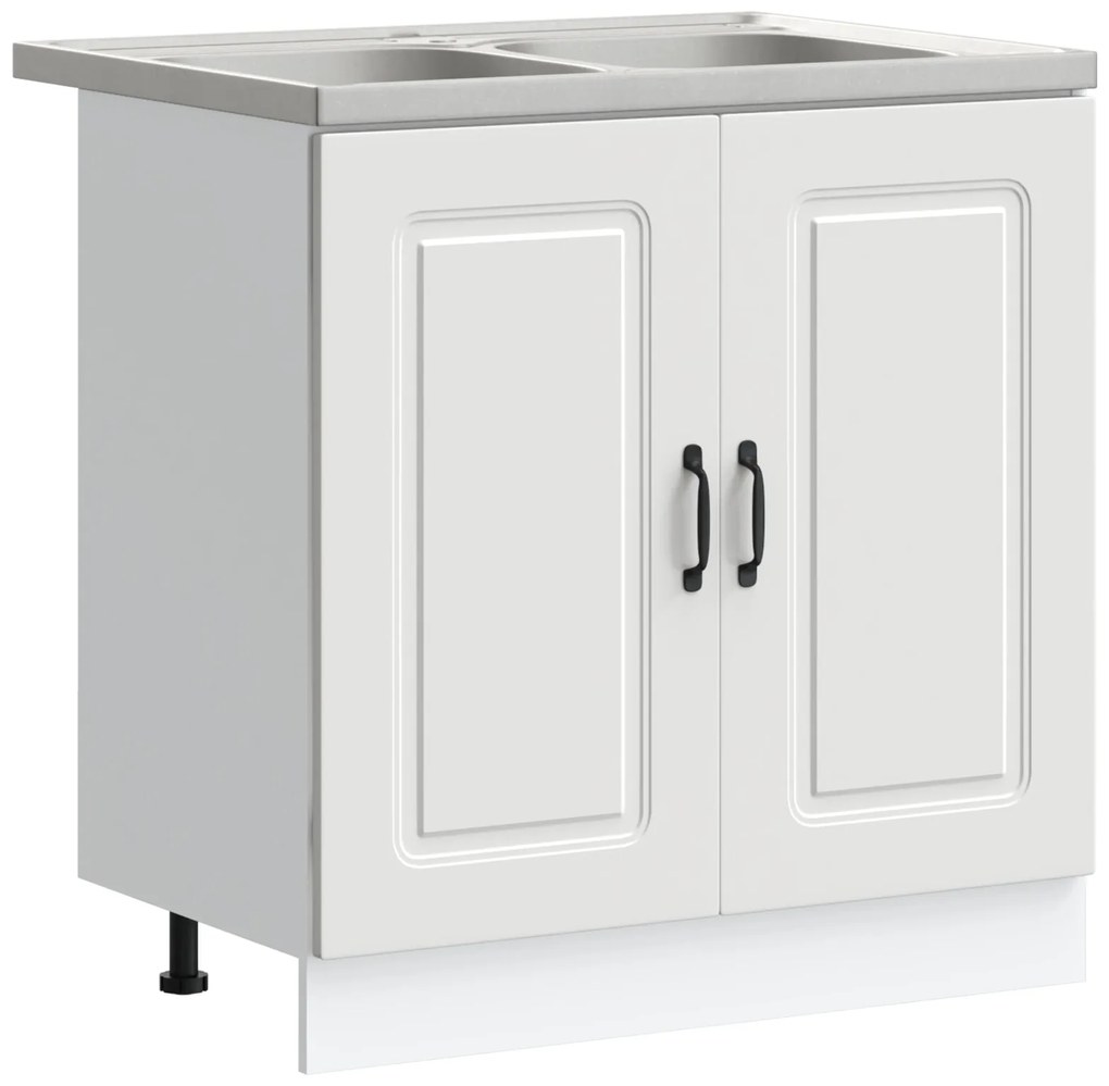Armário de Cozinha vidaXL 'Kalmar'com Pias Duplas Branco em Estrutura