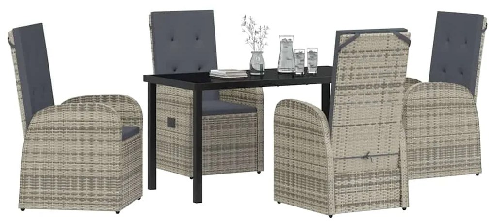 Conjunto de móveis de exterior 5 pcs Cinzento 140 x 70 x 73 cm