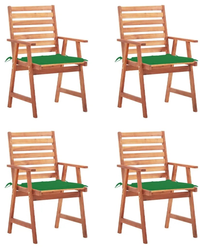vidaXL Cadeiras de jantar p/ jardim 4 pcs c/ almofadões acácia maciça