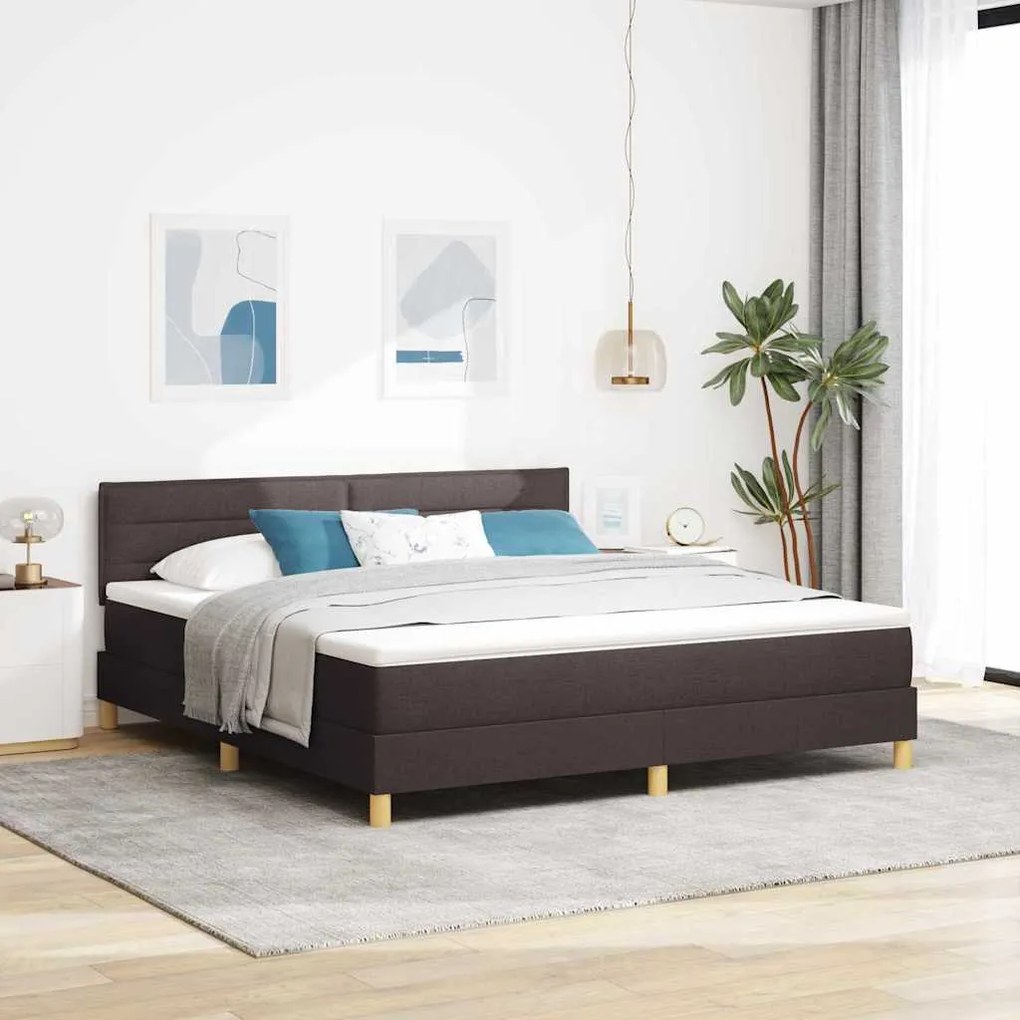 vidaXL Cama Box Spring com Colchão &amp; LED Castanho 180x200 cm Tecido