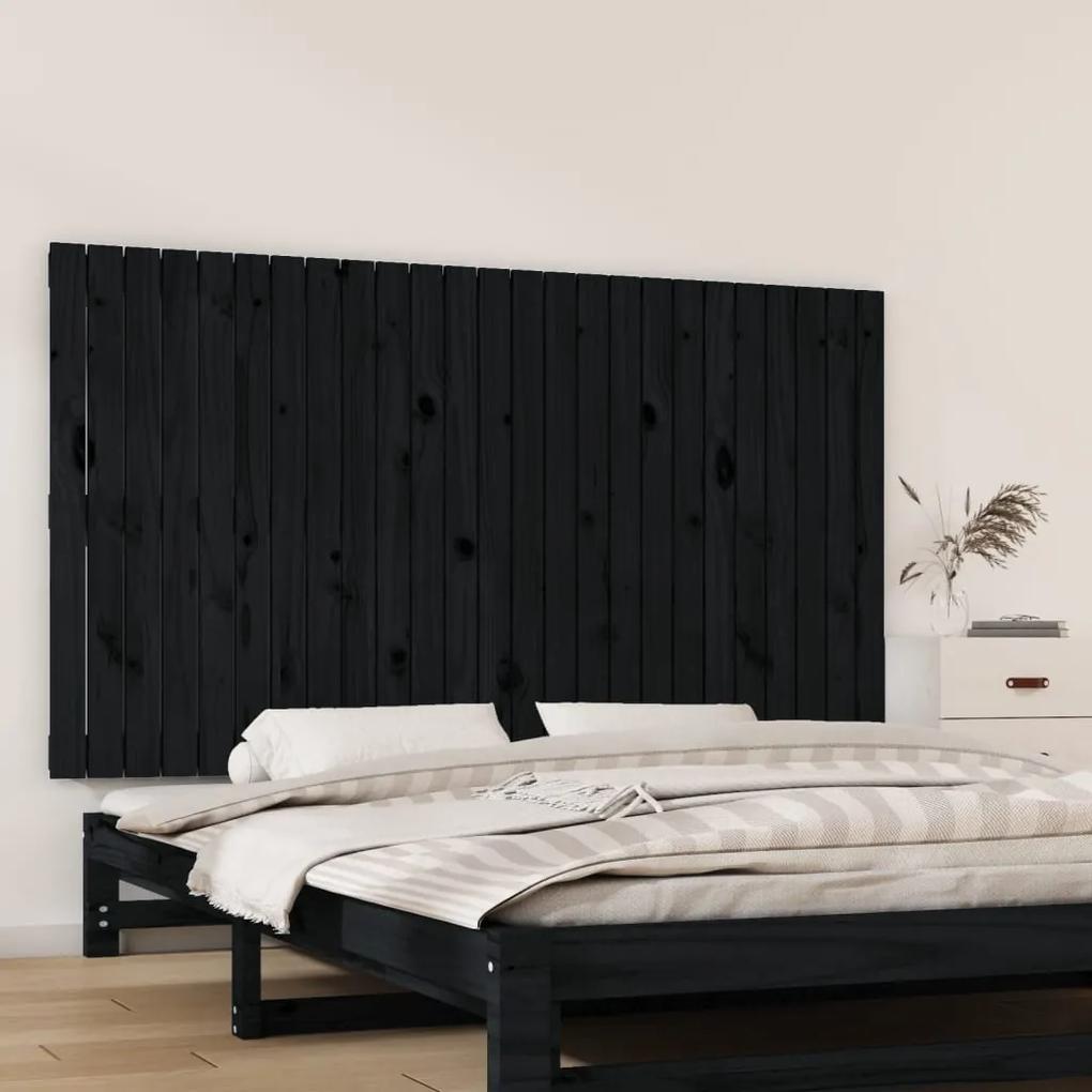 Cabeceira de parede 159,5x3x90 cm madeira de pinho maciça preto