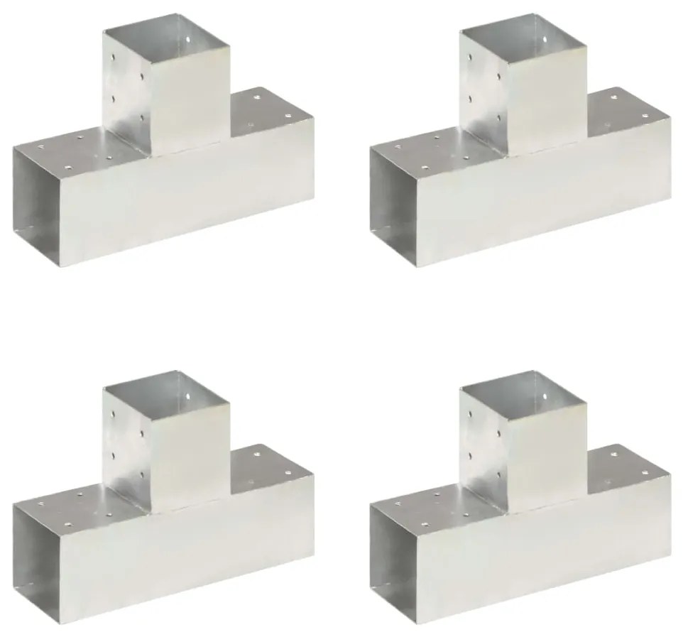vidaXL Bases para poste em forma de T 4 pcs 91x91 mm metal galvanizado