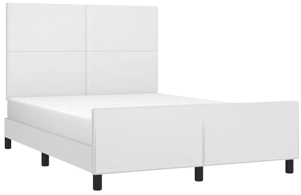 Estrutura cama c/ cabeceira 140x200 cm couro artificial branco
