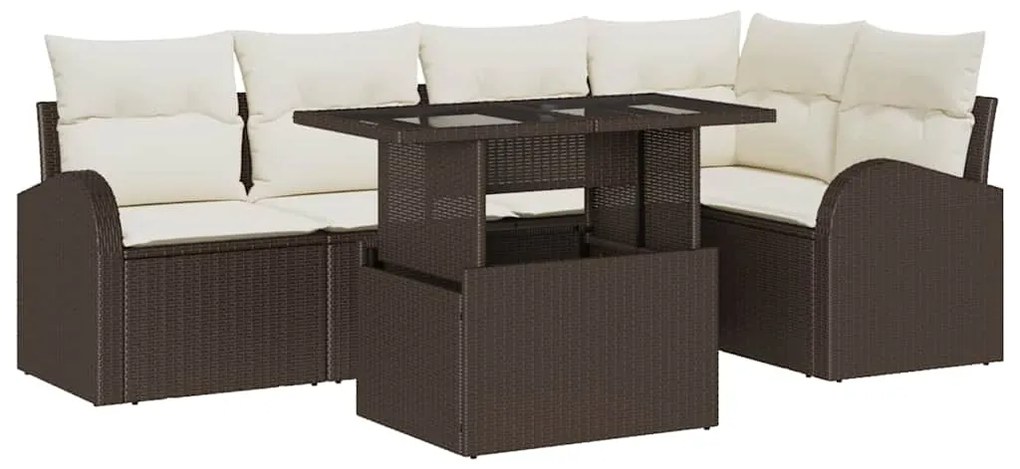 Conjunto de Sofá de Jardim vidaXL de 6 Peças com Almofadas em Polirrat