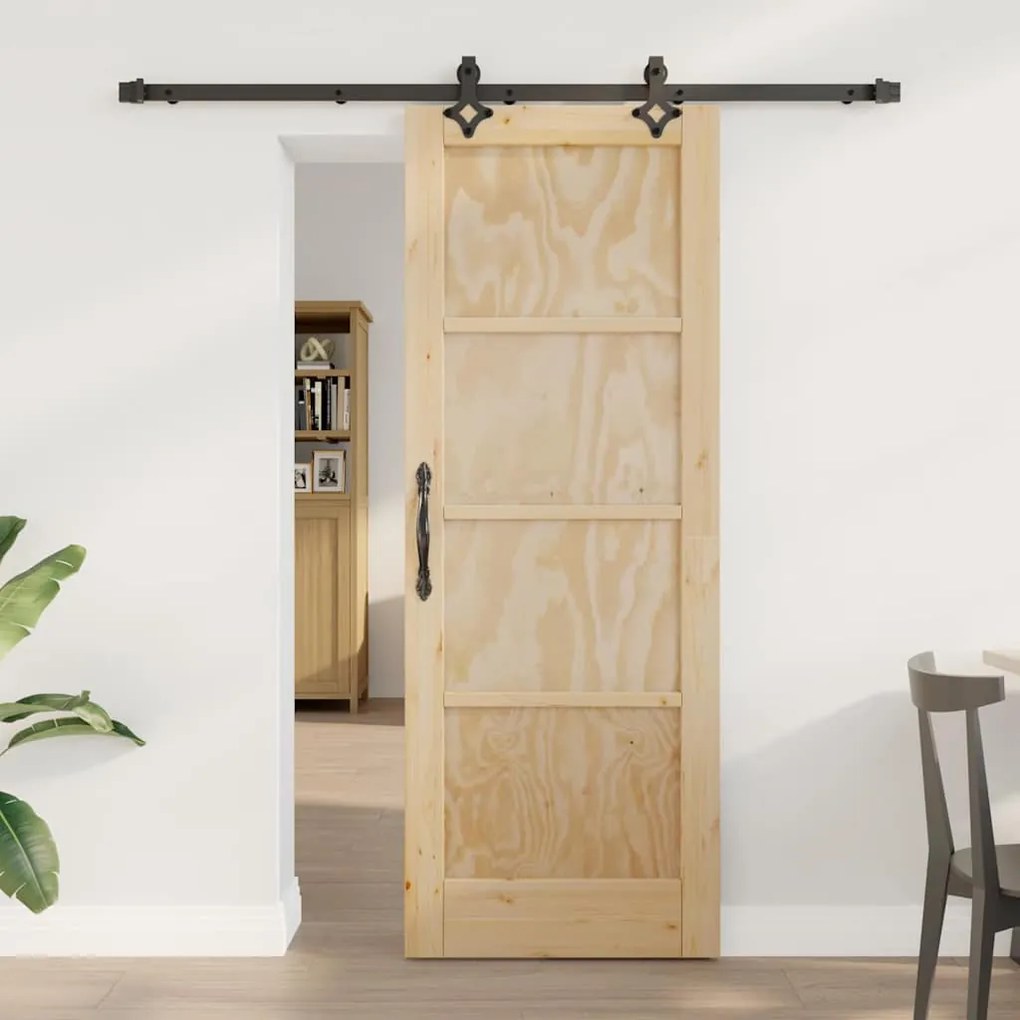 Porta Deslizante vidaXL com Conjunto de Hardware 73.5x198.5 cm Madeira Sólida de Pinho