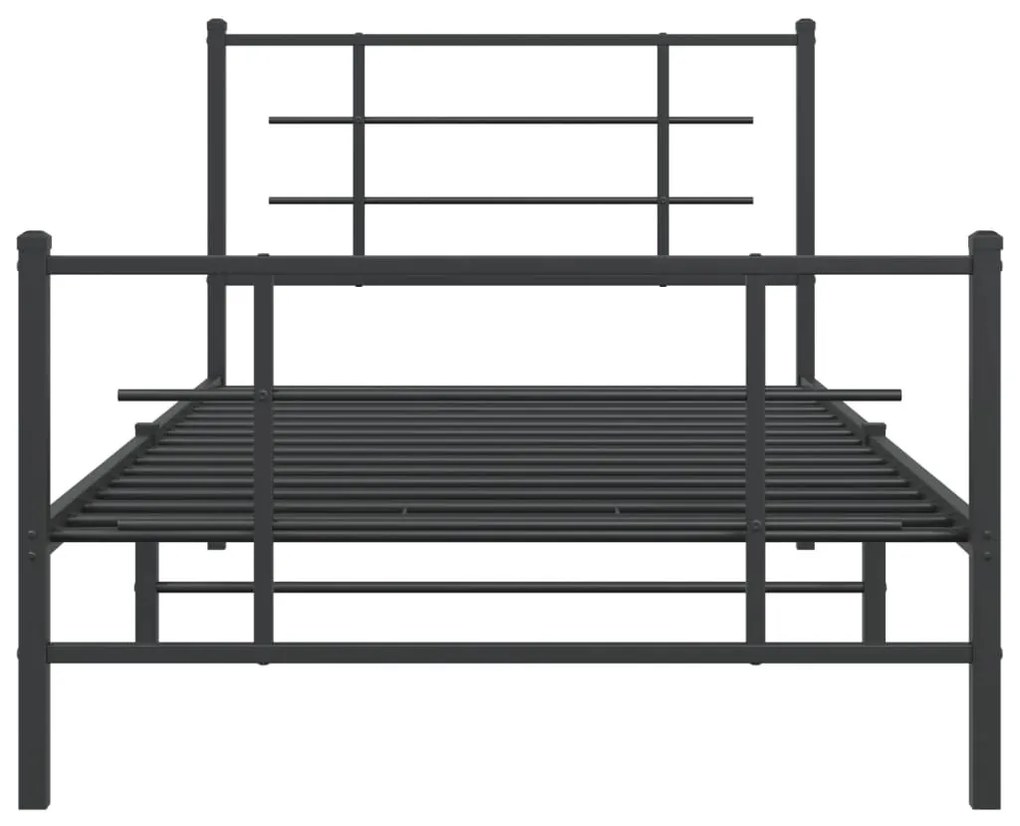 Estrutura de cama com cabeceira e pés 100x200 cm metal preto