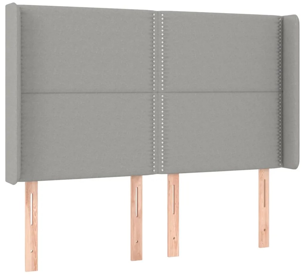 Cama box spring c/ colchão e LED 140x190 cm tecido cinza-claro