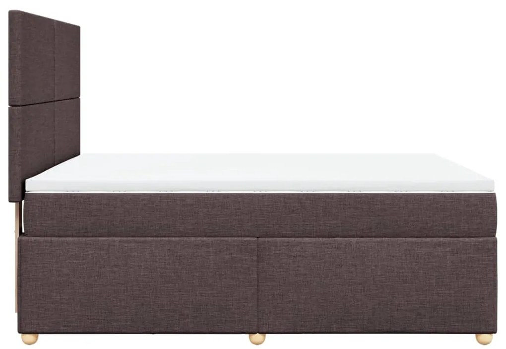 Cama com molas/colchão 160x200 cm tecido castanho-escuro