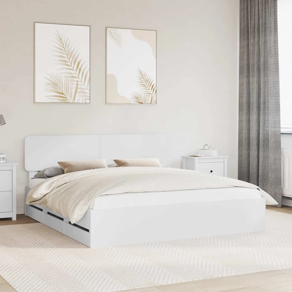 vidaXL Estrutura da Cama Branco 180 x 200 cm Madeira de Engenharia