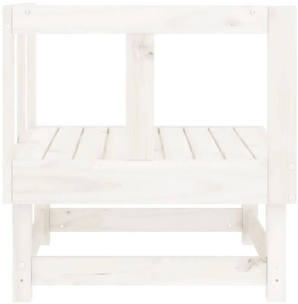 Sofá de canto para jardim madeira de pinho maciça branco