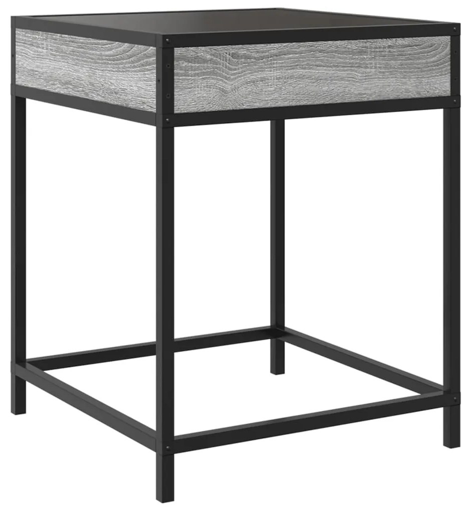 Mesa de centro luzes LED Infinity 40x40x51 cm cinzento sonoma