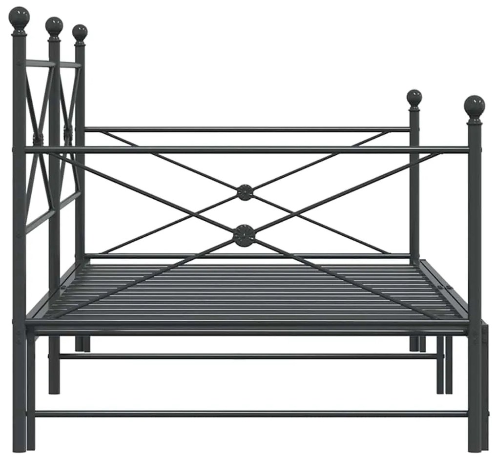 Cama de dia com gavetão sem colchão 107x203 cm aço preto