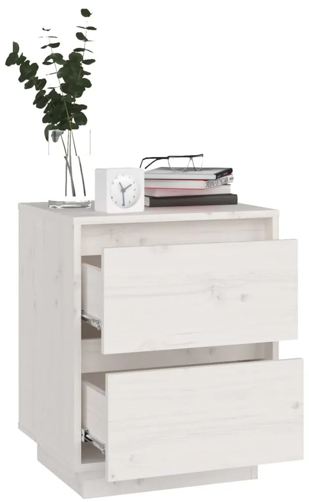 Mesas de cabeceira 2 pcs 40x35x50 cm pinho maciço branco