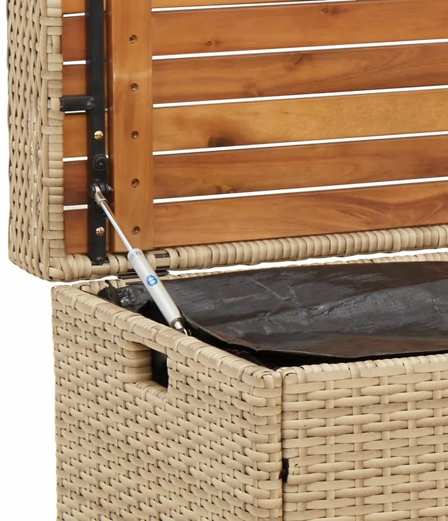 Banco de arrumação 100x50x52 cm vime PE/acácia mistura de beges