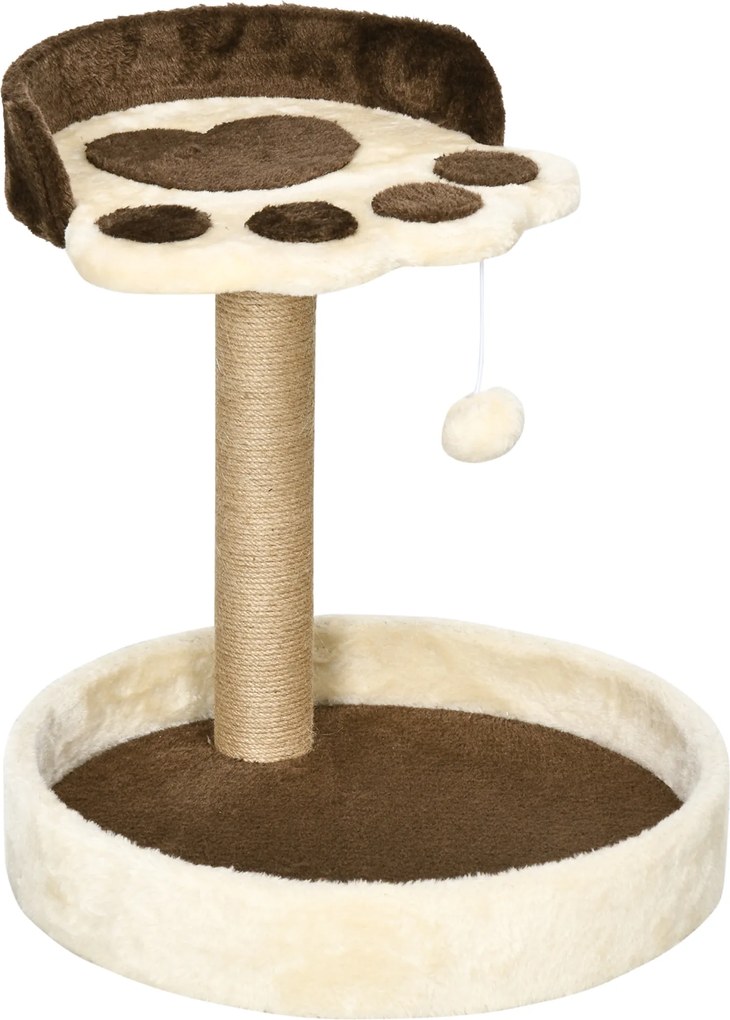 PawHut Arranhador para Gato com 2 Camas Poste de Juta Brinquedo Pendurado Ø41x44 cm Marrom | Aosom Portugal