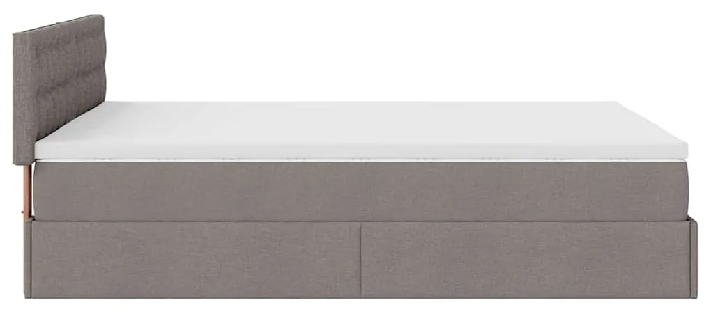 Cama Otomana com Colchão &amp; LEDs Taupe 140x200 cm Tecido