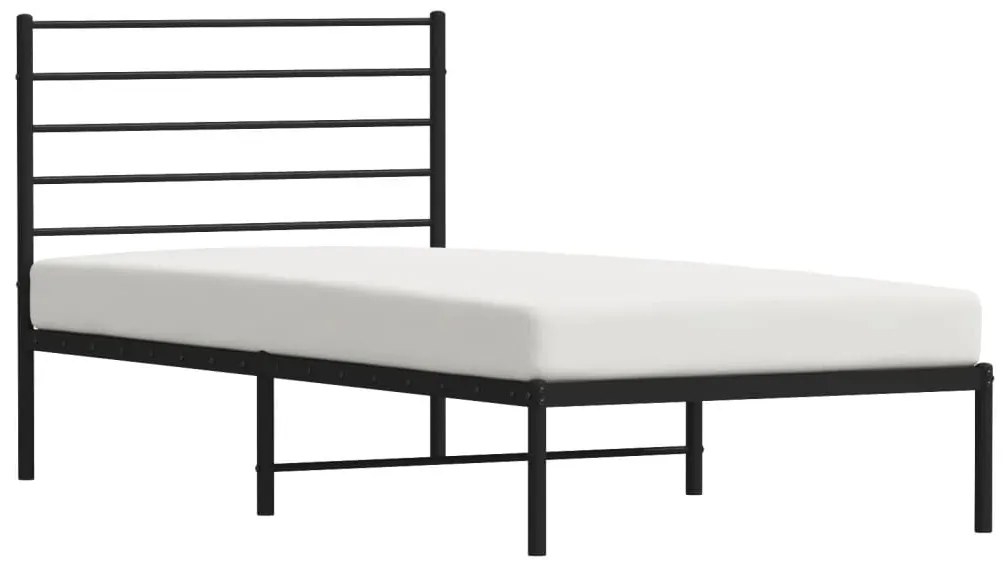 Estrutura de cama com cabeceira 90x200 cm metal preto