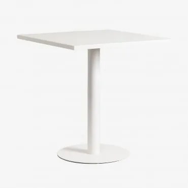Mesa De Jardim Quadrada 70x70 Cm Em Ferro Mizzi Branco Glacial - Sklum